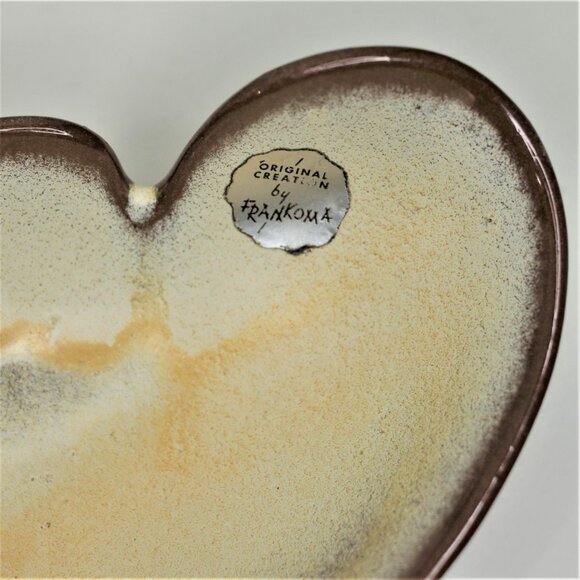 Frankoma Pottery Trinket Dish / Ashtray, Desert Gold, Original Label Mid Century - Picture 4 of 6